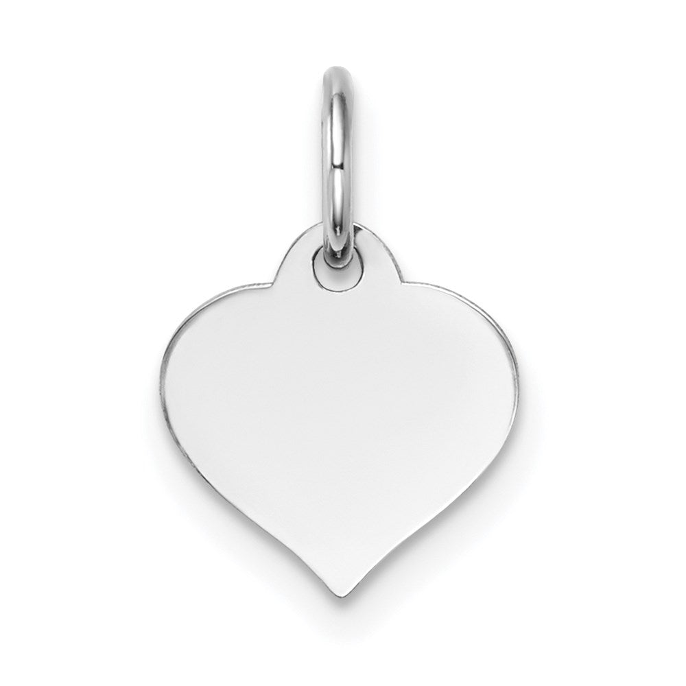 14K White Gold Plain .018 Gauge Engravable Heart 10x10mm Disc Charm, 14 x 10 mm