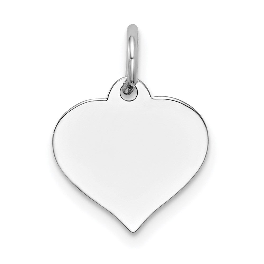 14K White Gold Plain .027 Gauge Engravable Heart 14x12mm Disc Charm, 17 x 12 mm