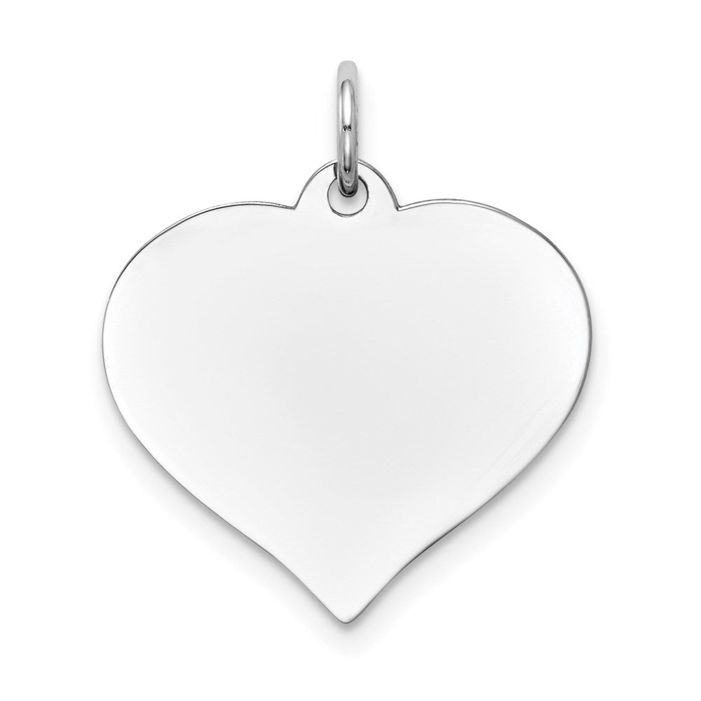 14K White Gold Plain .018 Gauge Engravable Heart 20x18mm Disc Charm, 23 x 18 mm