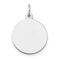 14k White Gold Plain .027 Gauge Round Engravable 15mm Disc Charm, 21 x 15 mm
