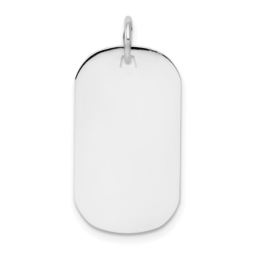 14k White Gold Plain 22.8x12.8mm .011 Gauge Engraveable Dog Tag Disc Charm, 26.8 x 12.8 mm