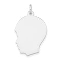 14k White Gold Plain Medium.011 Depth Facing Left Engravable Boy Charm, 27 x 17 mm