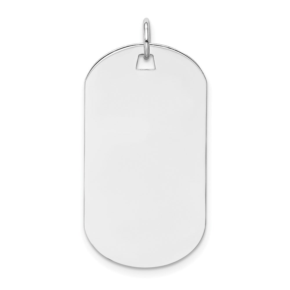 14k White Gold Plain 30.5x16.5mm .035 Gauge Engraveable Dog Tag Disc Charm, 34.5 x 16.5 mm