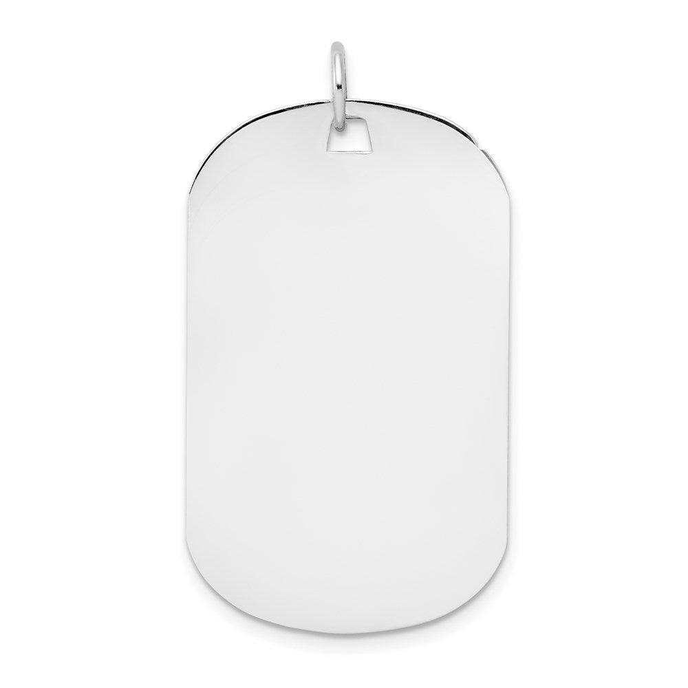 14k White Gold Plain 34.6x20.7mm .027 Gauge Engraveable Dog Tag Disc Charm, 38.6 x 20.7 mm