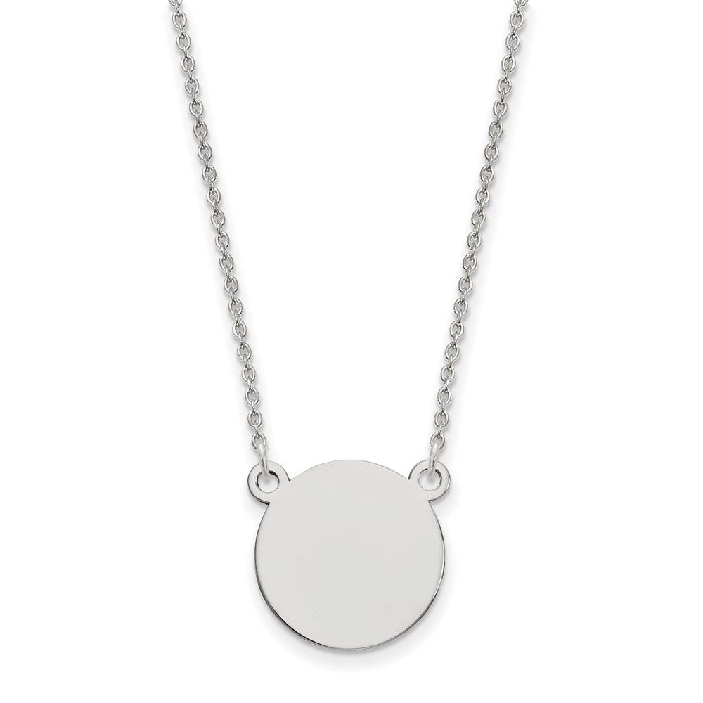 14k White Gold .027 Gauge Circular Engravable Disc 18 Necklace, 18 x 15 mm