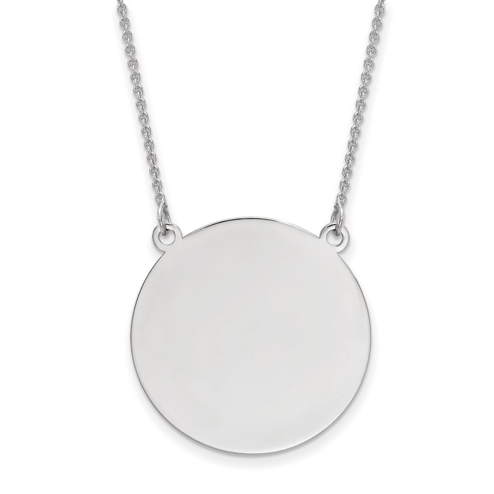 14k White Gold .018 Gauge Circular Engravable Disc 18 Necklace, 21 x 19 mm