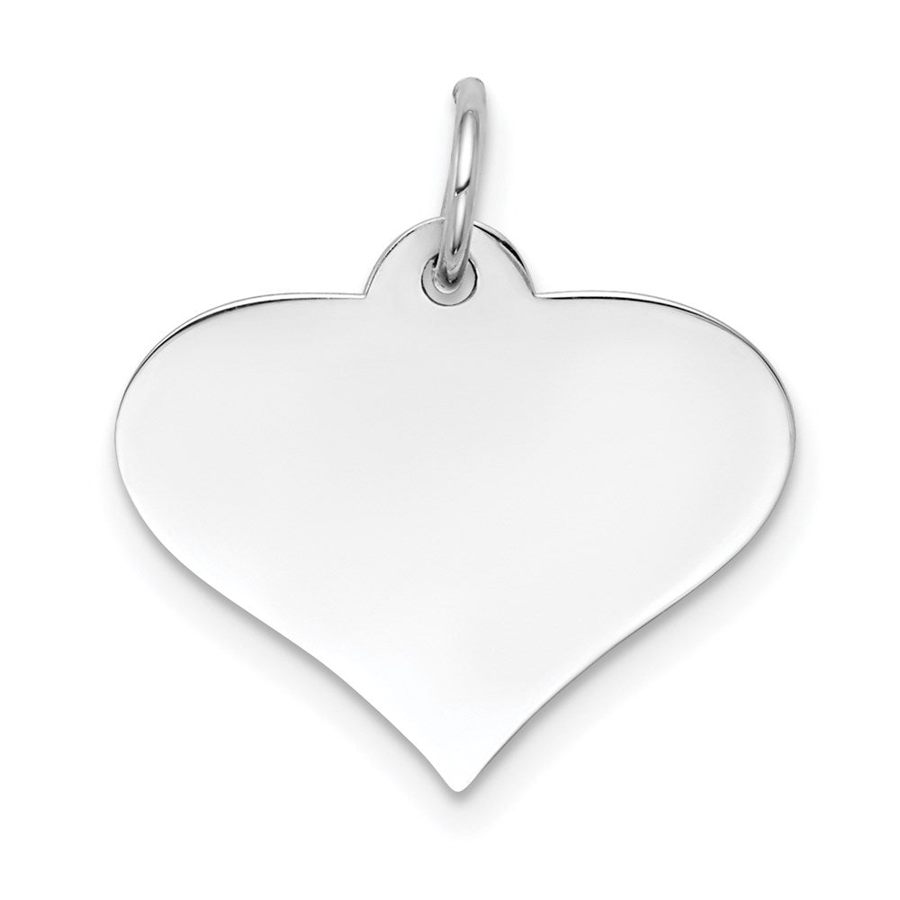 14k White Gold Plain .011 Gauge Engraveable Heart 18x19mm Disc Charm, 21 x 19 mm