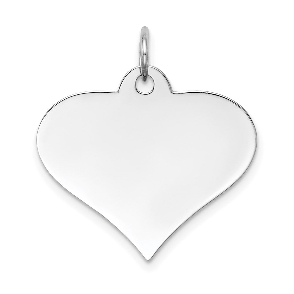 14k White Gold Plain .035 Gauge Engraveable Heart 19x22mm Disc Charm, 22 x 22 mm