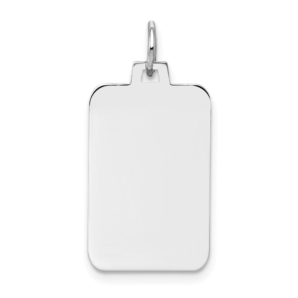 14k White Gold Plain 19.3x12.7mm .027 Gauge Rectangular Engravable Charm, 25.5 x 12.7 mm