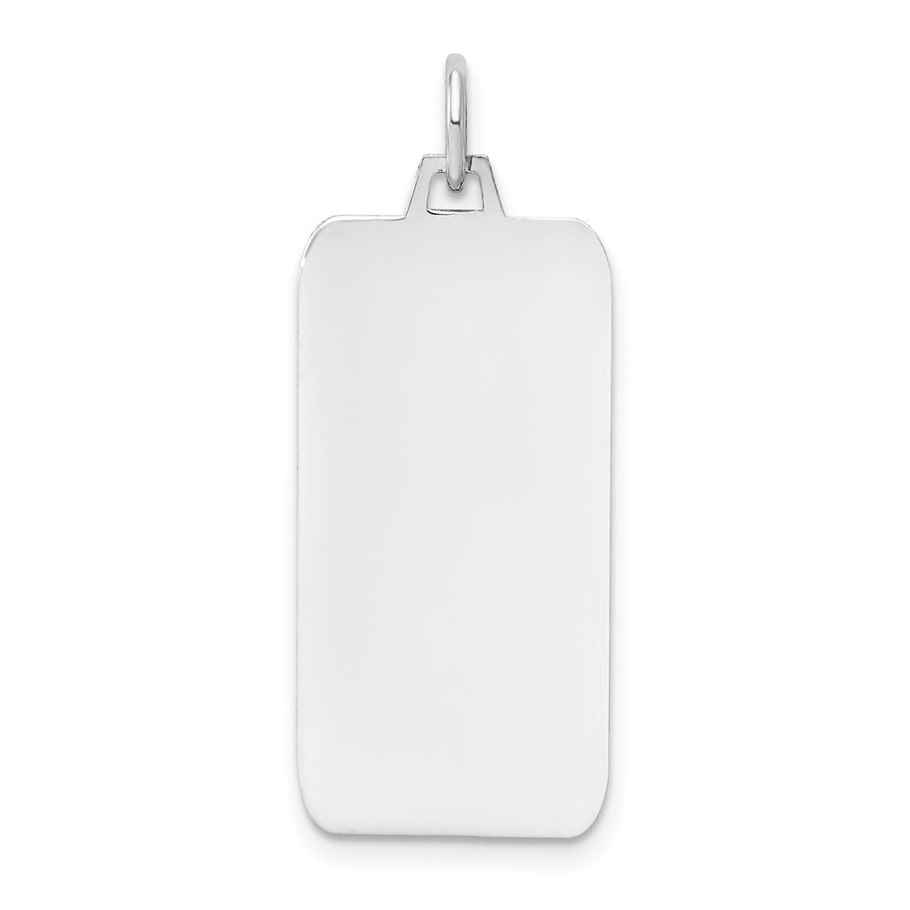 14k White Gold Plain 25.4x12.8mm .013 Gauge Rectangular Engravable Charm, 32 x 12.8 mm