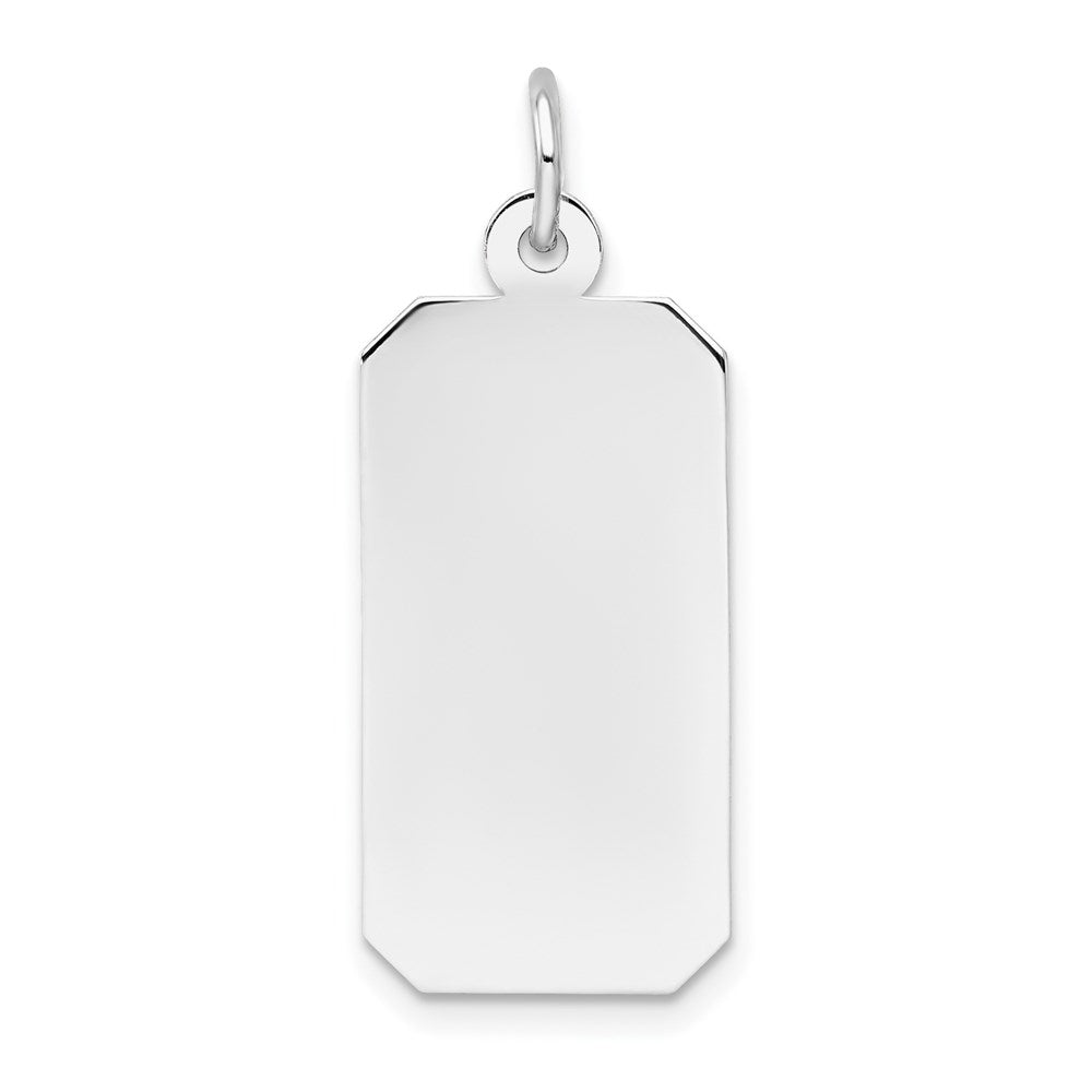 14k White Gold Plain 21.7x11.5mm .018 Gauge Rectangular Engravable Charm, 25.75 x 11.5 mm