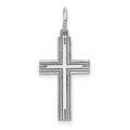 14k White Gold Solid Laser Etched Cross Pendant, 25 x 12 mm, 0.65 g