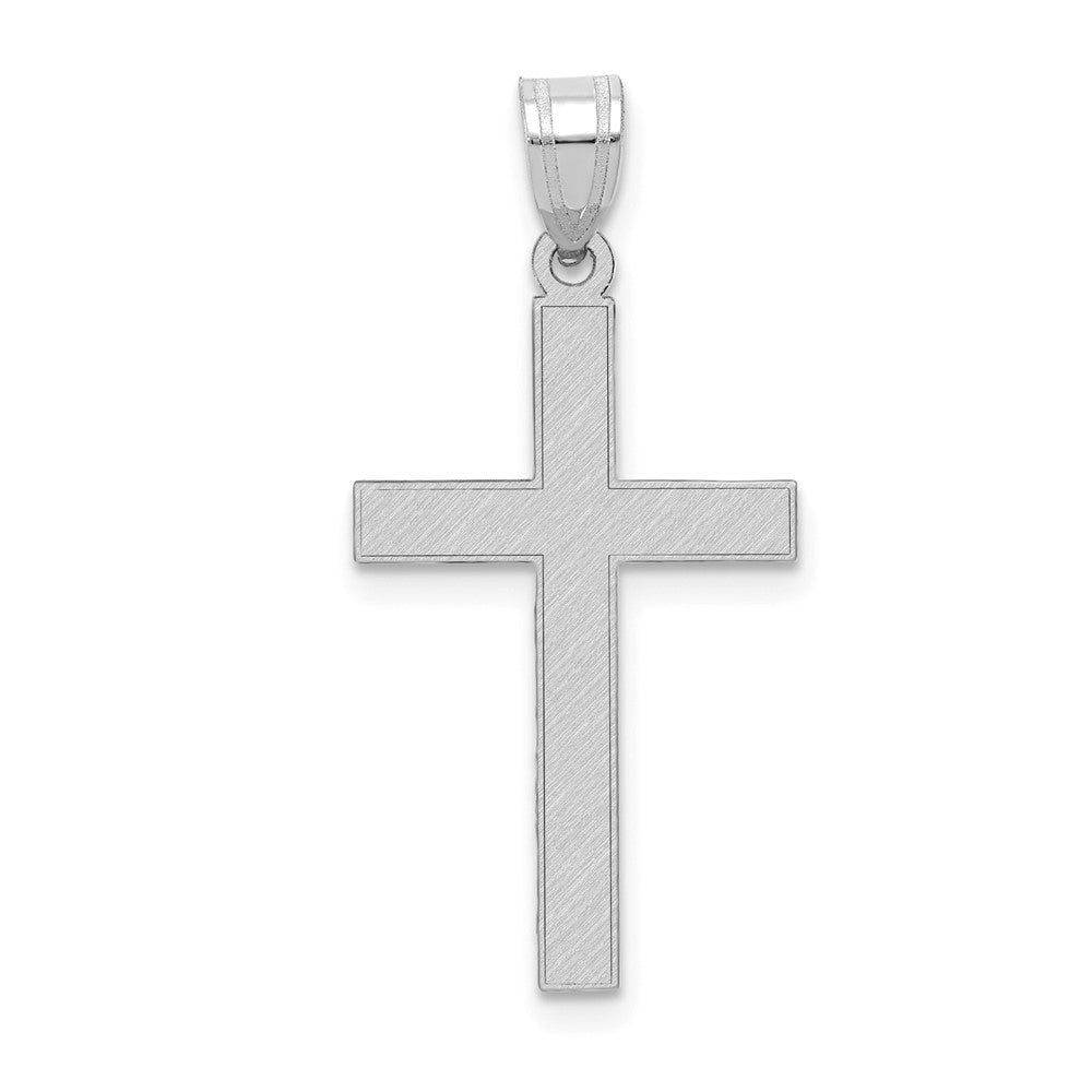 14k White Gold Florentine Satin Cross Pendant, 28 x 15 mm