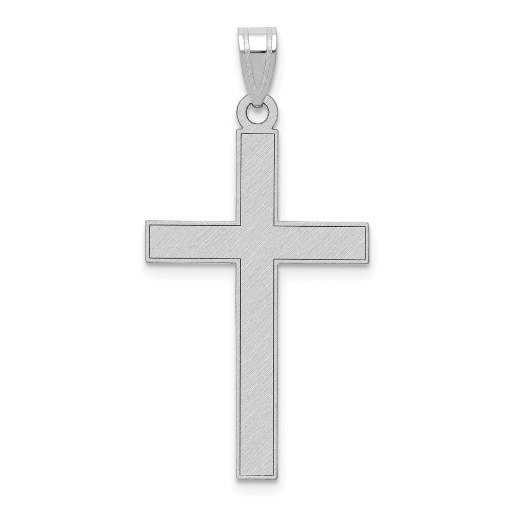 14k White Gold Florentine Satin Cross Pendant, 36 x 18 mm