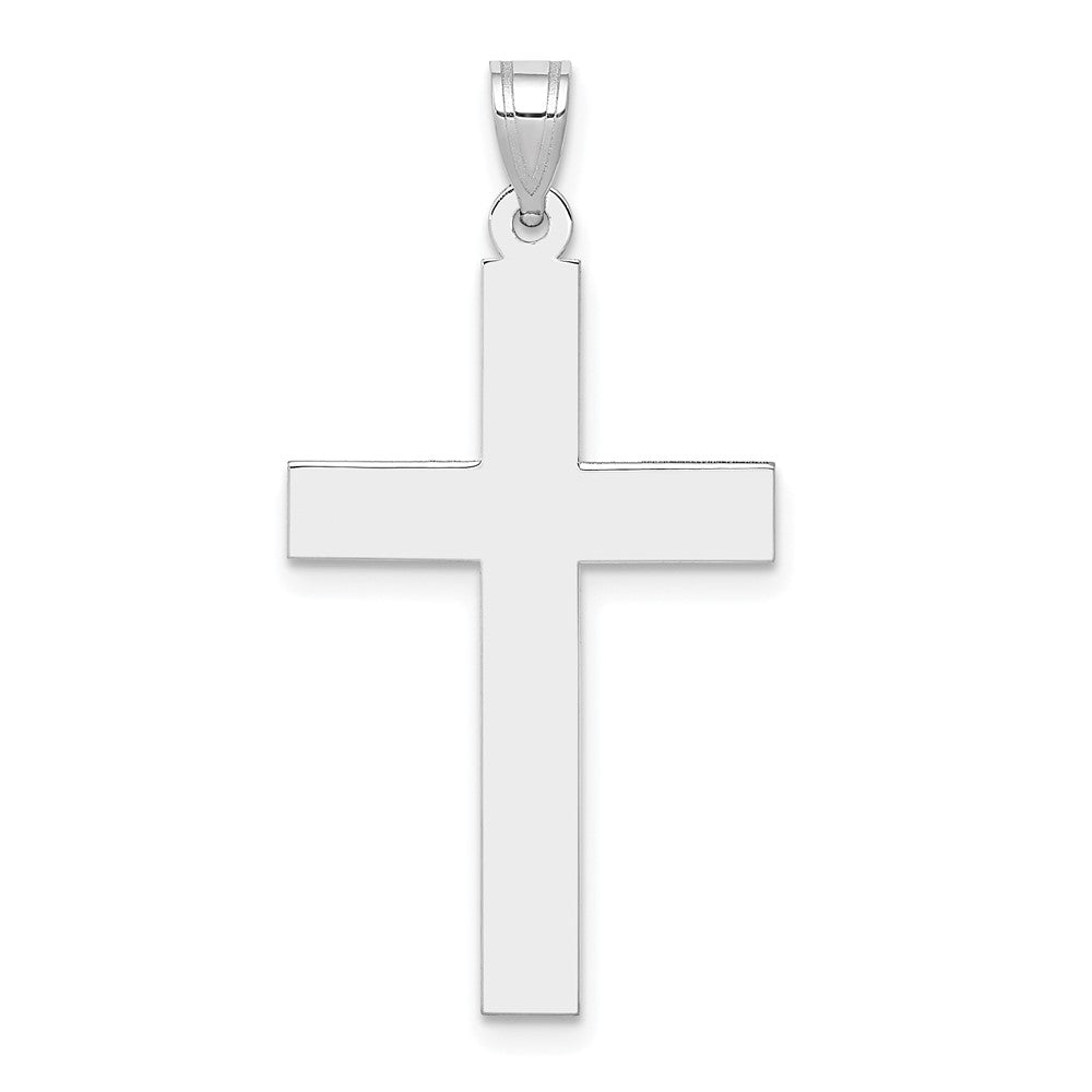 14k White Gold Polished Cross Pendant, 36 x 19 mm