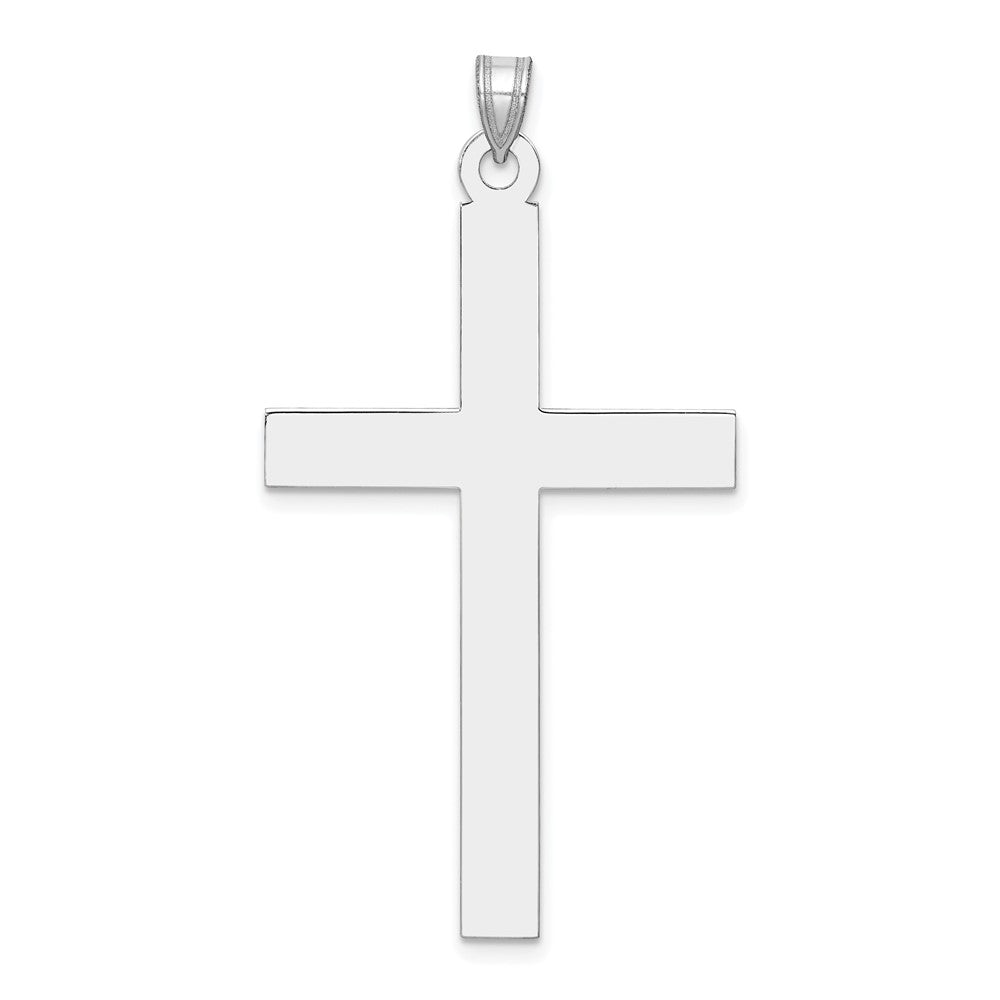 14k White Gold Large Polished Cross Pendant, 50 x 25 mm