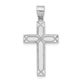 14k White Gold Solid Laser Etched Cross Pendant, 29 x 14 mm