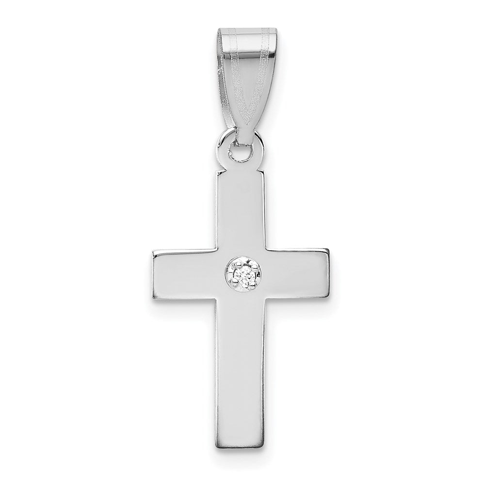 14k White Gold .01 carat Diamond Cross Pendant, 0.01 ct, 25 x 12 mm