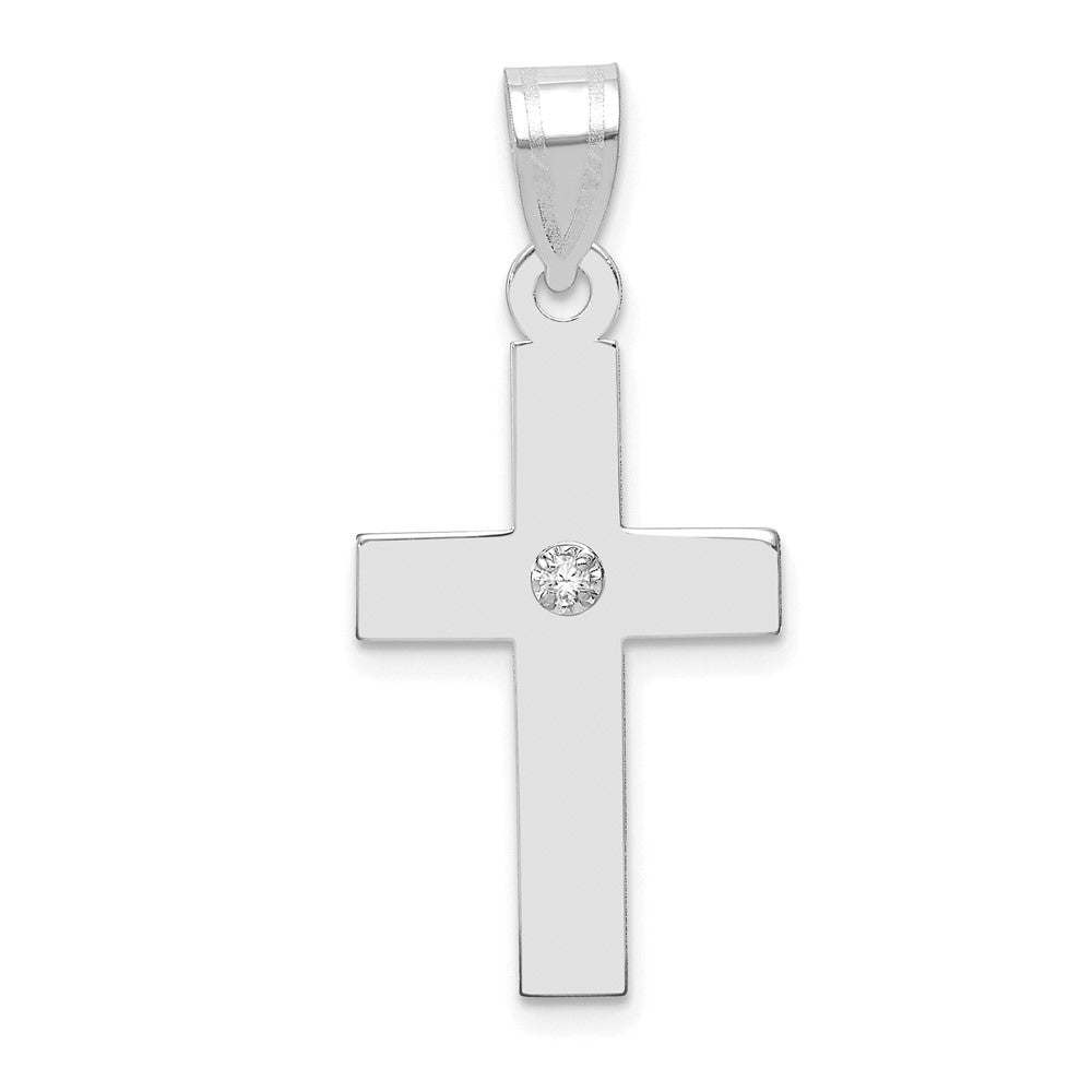 14k White Gold .02 carat Diamond Cross Pendant, 0.02 ct, 29 x 15 mm