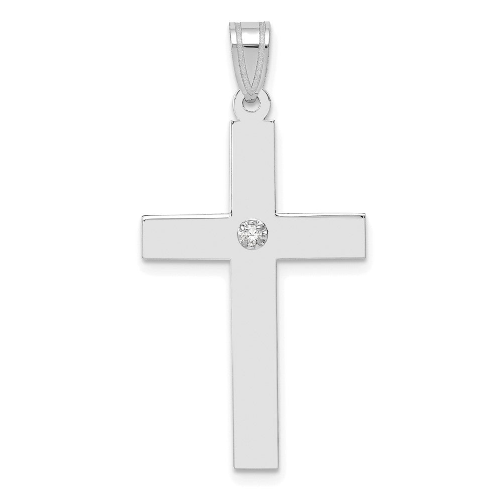 14k White Gold .02 carat Diamond Cross Pendant, 0.02 ct, 36 x 18 mm