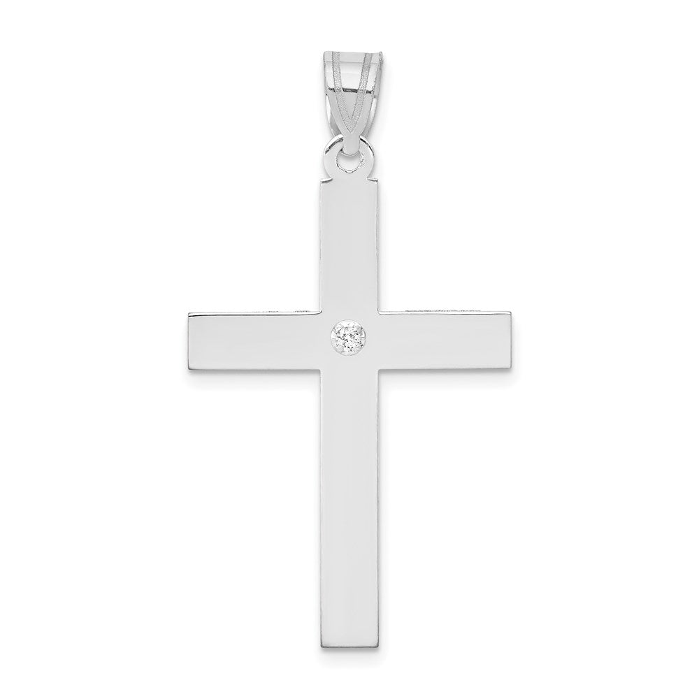 14k White Gold .02 carat Diamond Cross Pendant, 0.02 ct, 37 x 21 mm