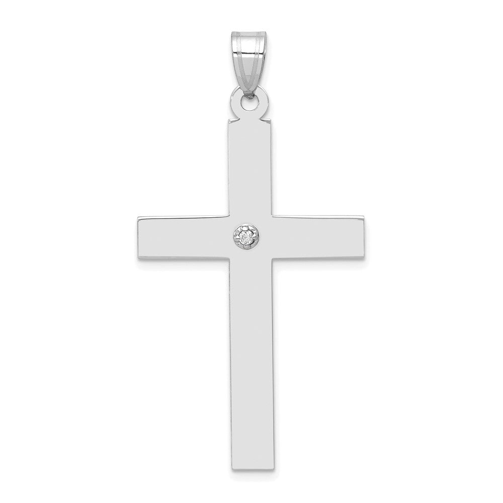 14k White Gold .03 carat Diamond Cross Pendant, 0.03 ct, 50 x 25 mm