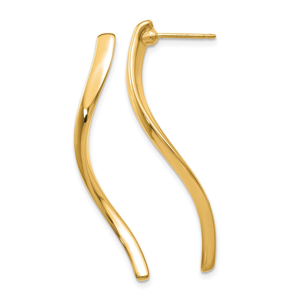 14k Polished Long Curled Post Earrings, 39 x 3 mm