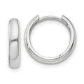 14k White Gold Round Hinged Hoop Earrings, 10 x 3 mm