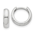 14k White Gold Round Hinged Hoop Earrings, 8 x 3 mm
