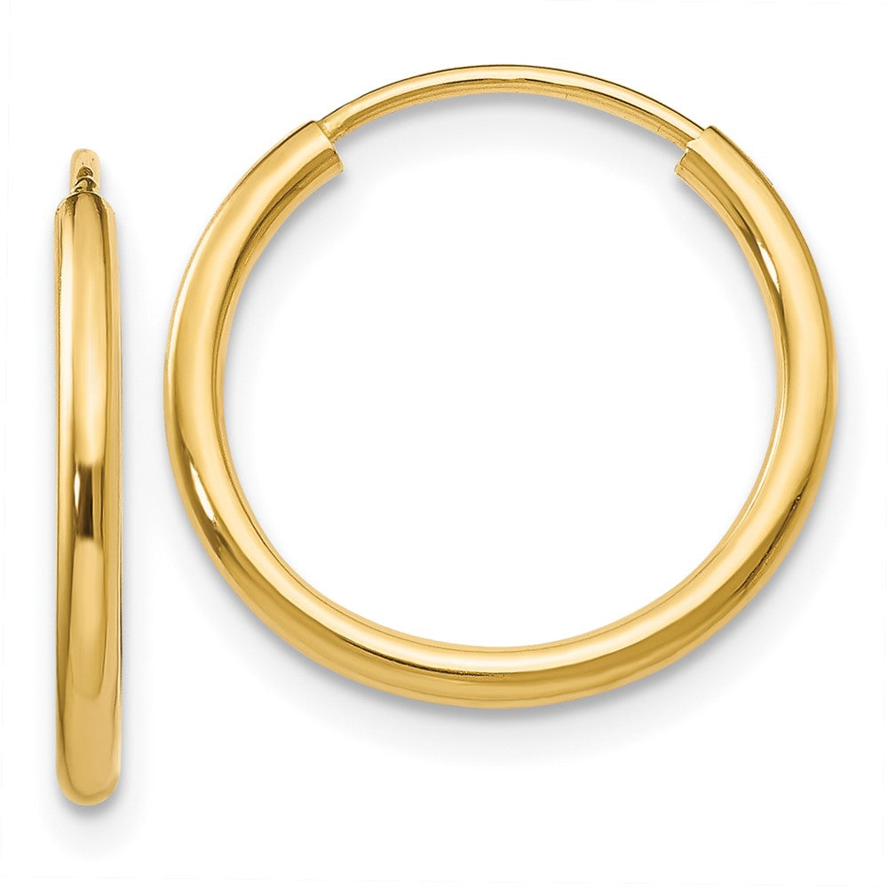 14k 1.5x16mm Polished Round Endless Tube Hoop Earrings, 16 x 1.5 mm