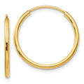 14k 1.5x17mm Polished Round Endless Tube Hoop Earrings, 18 x 1.5 mm