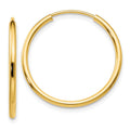14k 1.5x23mm Polished Round Endless Tube Hoop Earrings, 20 x 1.5 mm