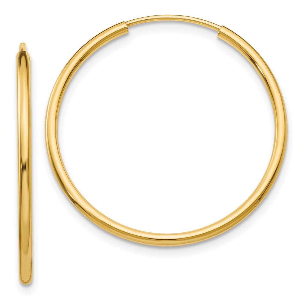 14k 1.5x26mm Polished Round Endless Tube Hoop Earrings, 25 x 1.5 mm