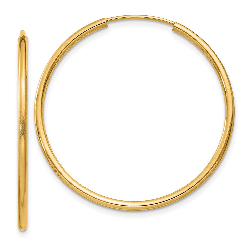 14k 1.5x30mm Polished Round Endless Tube Hoop Earrings, 30 x 1.5 mm