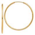 14k 1.5x38mm Polished Round Endless Tube Hoop Earrings, 35 x 1.5 mm