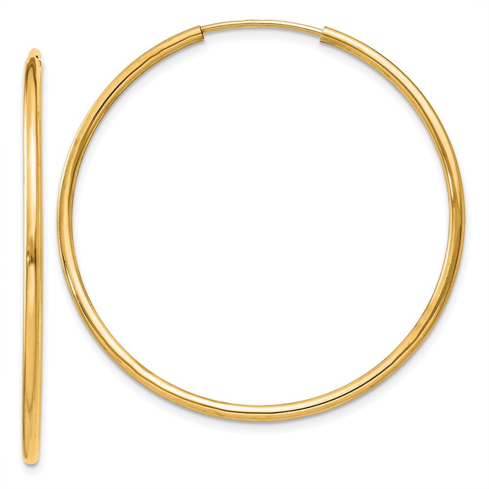 14k 1.5x38mm Polished Round Endless Tube Hoop Earrings, 35 x 1.5 mm