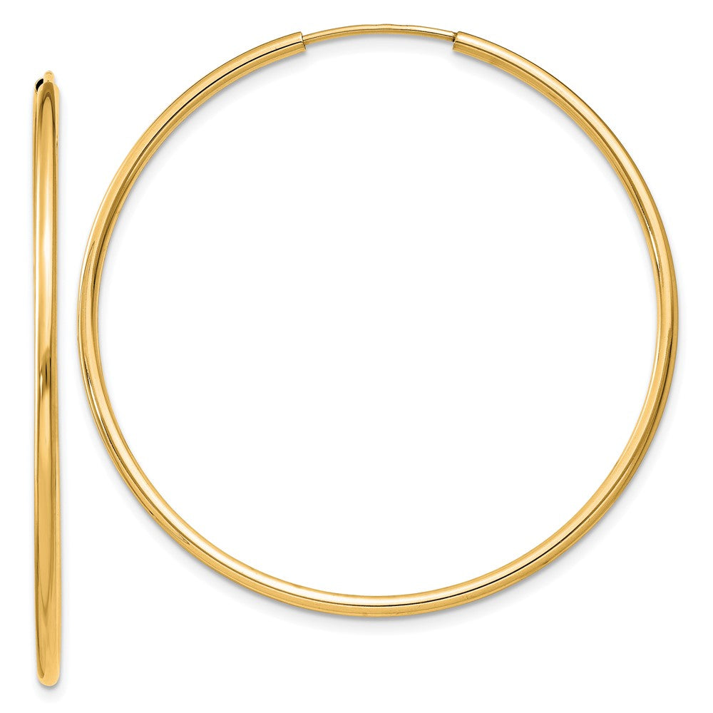 14k 1.5x40mm Polished Round Endless Tube Hoop Earrings, 40 x 1.5 mm