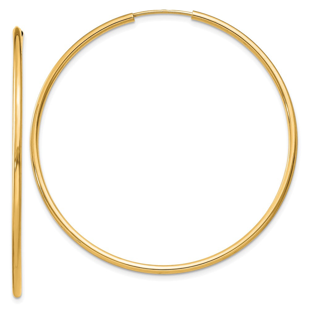 14k 1.5x45mm Polished Round Endless Tube Hoop Earrings, 45 x 1.5 mm