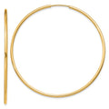 14k 1.5x51mm Polished Round Endless Tube Hoop Earrings, 50 x 1.5 mm