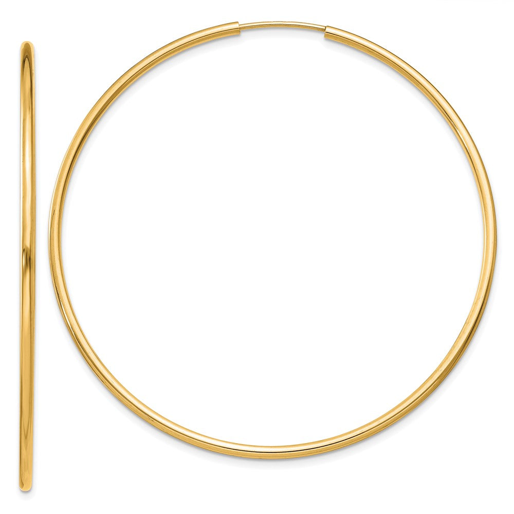 14k 1.5x51mm Polished Round Endless Tube Hoop Earrings, 50 x 1.5 mm