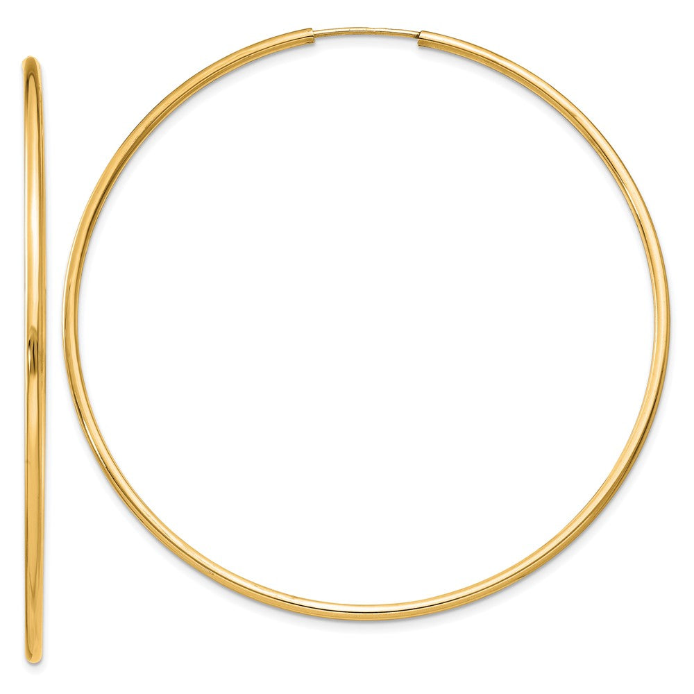 14k 1.5x55mm Polished Round Endless Tube Hoop Earrings, 55 x 1.5 mm
