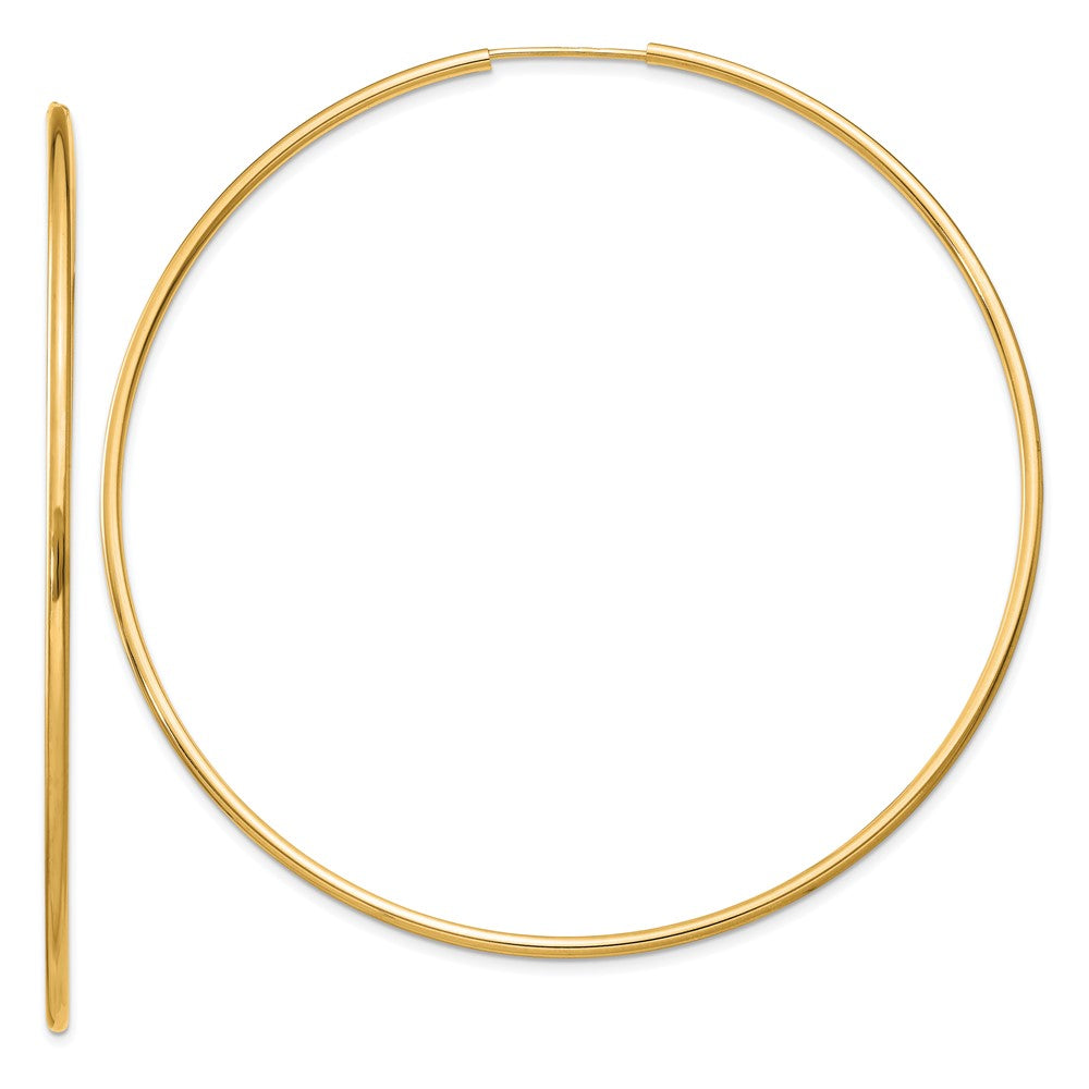 14k 1.5x64mm Polished Round Endless Tube Hoop Earrings, 65 x 1.5 mm
