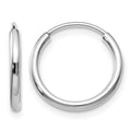 14k White Gold 1.5x15mm Polished Endless Tube Hoop Earrings, 14 x 1.5 mm