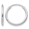 14k White Gold 1.5x16mm Polished Endless Tube Hoop Earrings, 16 x 1.5 mm