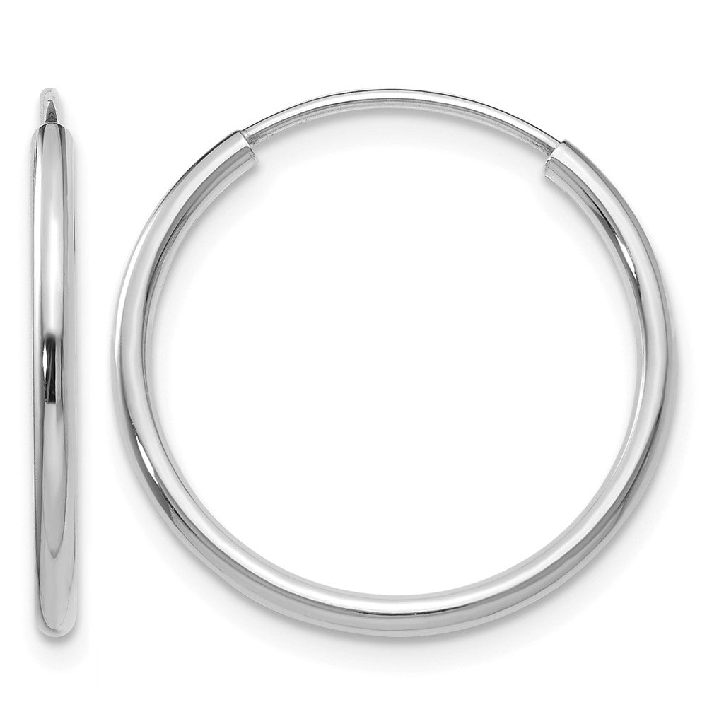 14k White Gold 1.5x17mm Polished Endless Tube Hoop Earrings, 18 x 1.5 mm