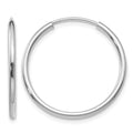 14k White Gold 1.5x23mm Polished Endless Tube Hoop Earrings, 20 x 1.5 mm