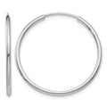 14k White Gold 1.5x26mm Polished Endless Tube Hoop Earrings, 25 x 1.5 mm