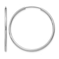 14k White Gold 1.5x30mm Polished Endless Tube Hoop Earrings, 30 x 1.5 mm