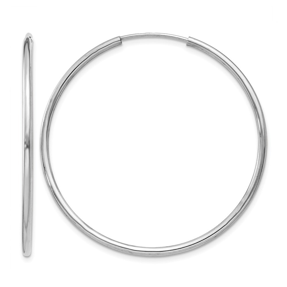 14k White Gold 1.5x38mm Polished Endless Tube Hoop Earrings, 35 x 1.5 mm