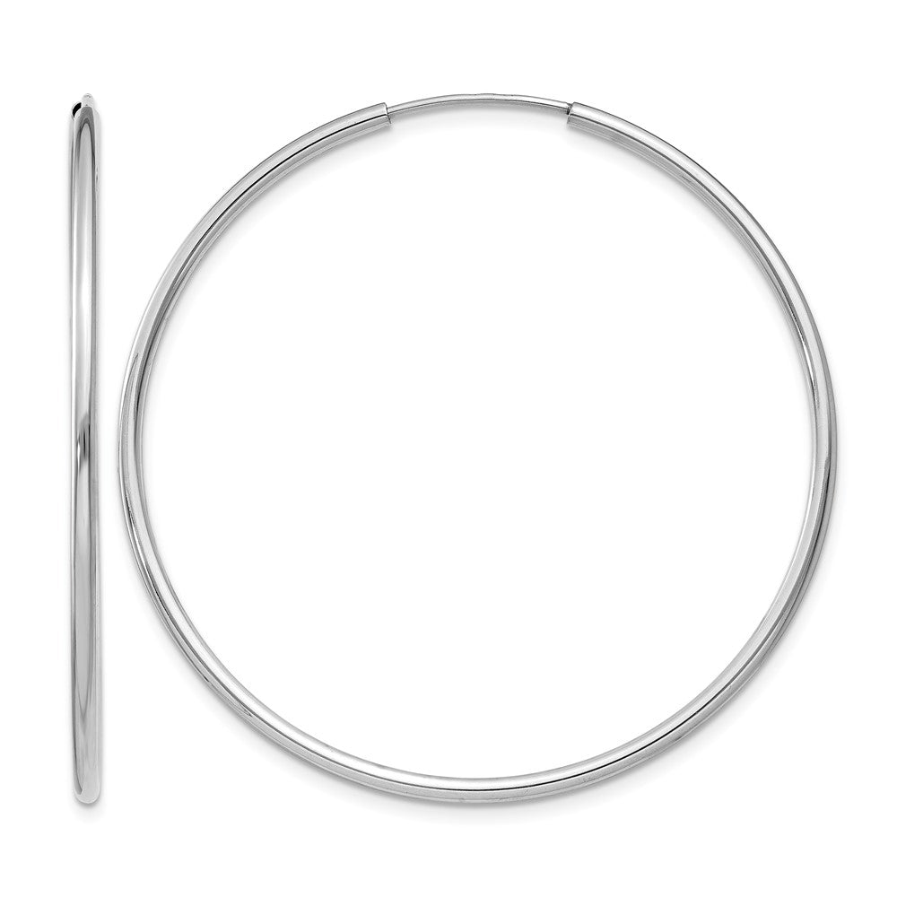 14k White Gold 1.5x40mm Polished Endless Tube Hoop Earrings, 40 x 1.5 mm